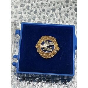 Rare Lions Club 10K Yellow Gold Diamonds  Pearl Past President Pres Lapel Pin